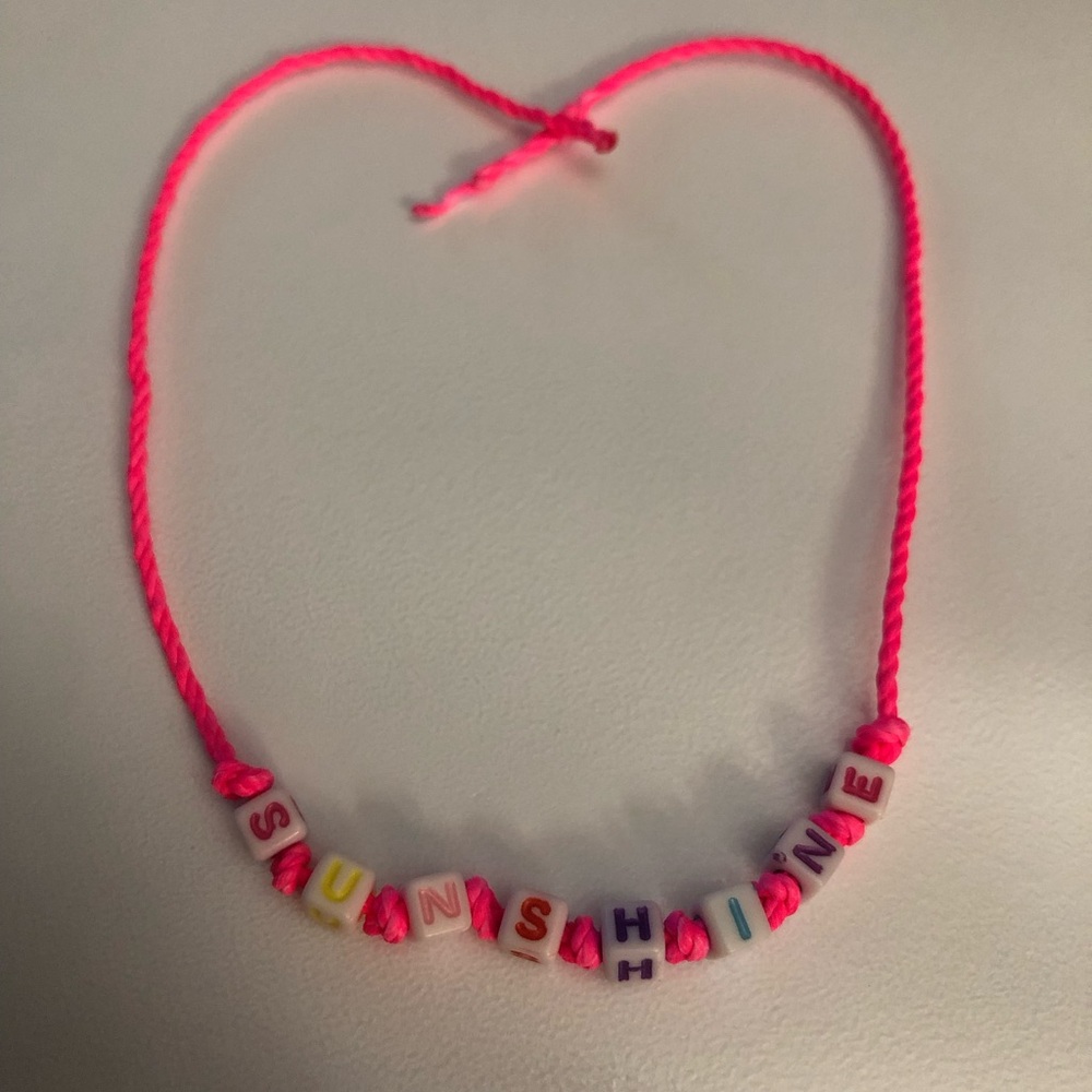 Hot Pink Letter Bead Bracelet — 'SUNSHINE' handmade new